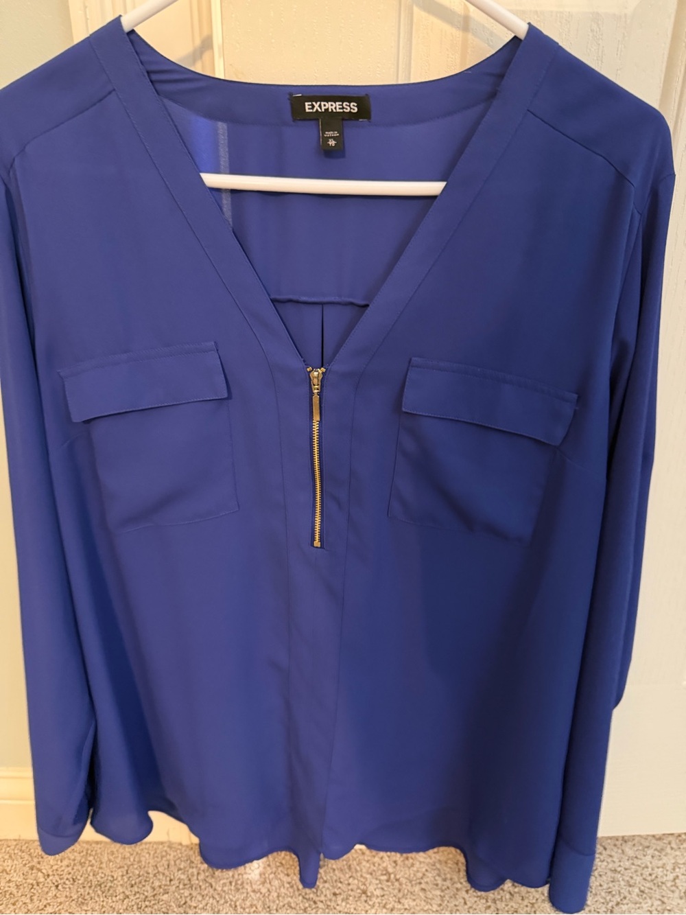 Express long sleeve blouse with gold zipper